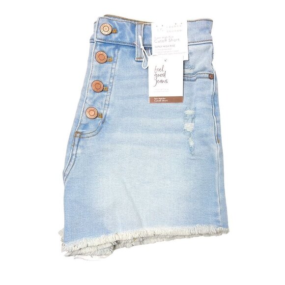 LC Lauren Conrad Womens High Rise Button Fly Light Denim Jean Shorts Sz 14 New - Picture 4 of 10